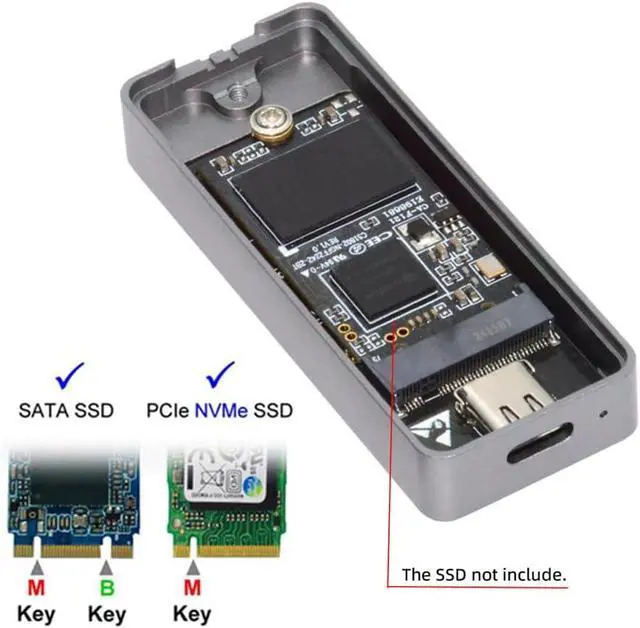 Alt view image 3 of 7 - 20Gbps Type-C USB3.2 USB4 to NVME M-Key M.2 NGFF SATA SSD PCBA Enclosure 2242/2230mm Adapter RTL9220 Chipset