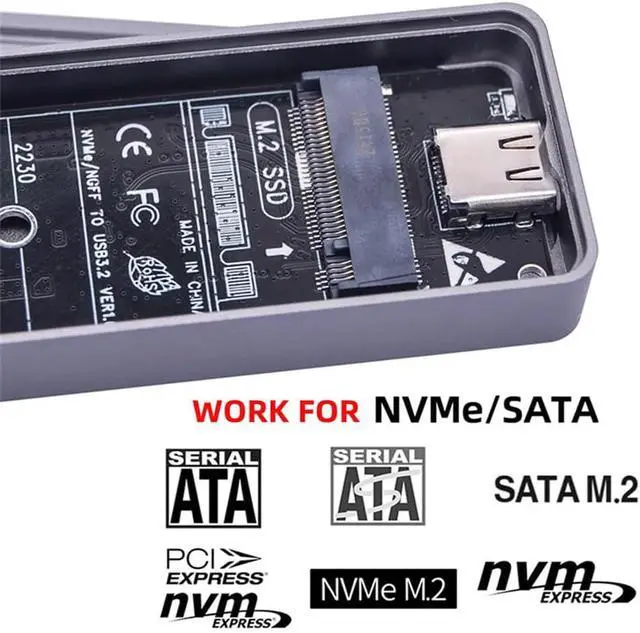 Alt view image 7 of 7 - 20Gbps Type-C USB3.2 USB4 to NVME M-Key M.2 NGFF SATA SSD PCBA Enclosure 2242/2230mm Adapter RTL9220 Chipset