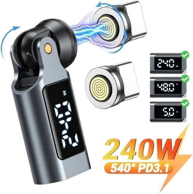 Alt view image 2 of 3 - 9Pin Type C Adapter Digital Display PD240W USBC to TypeC Mi*/cro Male Converter(3tips)