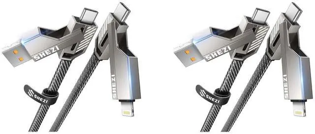 Alt view image 7 of 7 - 4-in-1 5FT 45W USB C Cable (Grey) with 5FT 60W USB C Cable (Grey) Bundle