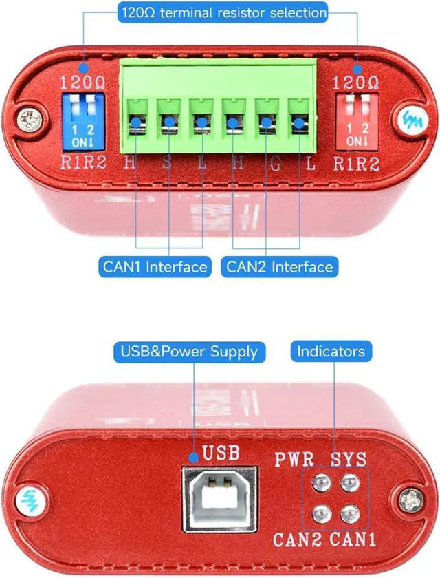 Alt view image 4 of 7 - USB to CAN Adapter Dual-Channel CAN Analyzer with OBD Adapter