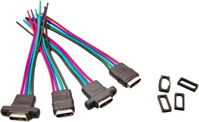 Alt view image 2 of 6 - 2/5/10pcs USBC Waterproof Female Connector 4Pin Straight Ear High Current Type C Charging Socket Jack with Rubber Ring(4Pin with Ear,5PCS)
