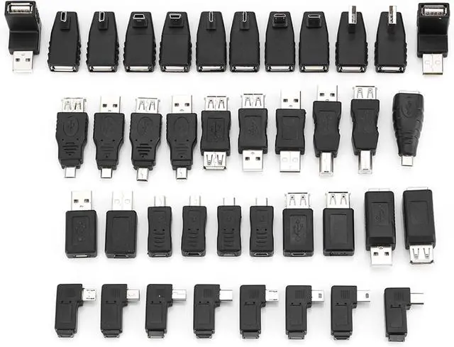 Main image of AYNEFY 40-Pack Mini USB 2.0 to Micro USB Adapter Angled Type B Male to Female Converter for Charging & Data Transfer, Compact USB-A to Micro-B Adapter