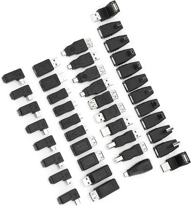 Alt view image 7 of 7 - AYNEFY 40-Pack Mini USB 2.0 to Micro USB Adapter Angled Type B Male to Female Converter for Charging & Data Transfer, Compact USB-A to Micro-B Adapter