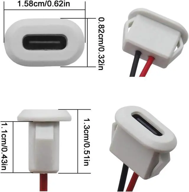 Alt view image 3 of 7 - 1-10Pcs USB-C Connector Type-C to PH 2.0 Direct Compression Female Base USB Socket High Current Fast Charging Jack | White,10 Pcs