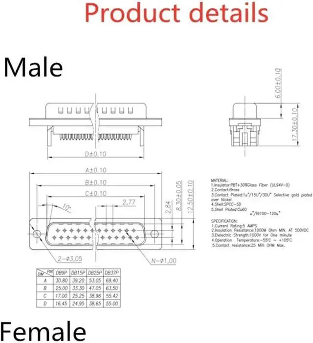 Alt view image 5 of 6 - 1pcs DB9 DB15 DB25 DB37 DIDC 9 15 25 37Pin Male Female Cable Serial Port Connector Adapter RS232 COM Extension(DB15,Male to Female_90CM)