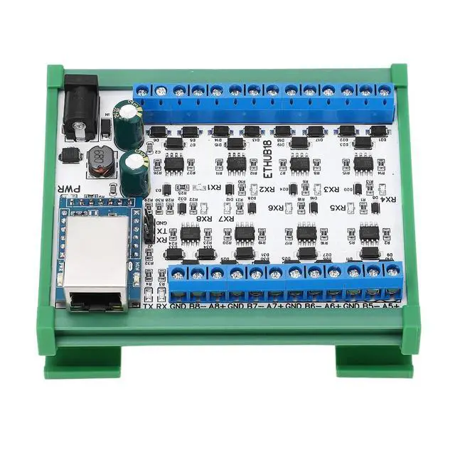 Alt view image 6 of 7 - RJ45 to 8 RS485 Hub Converter, DC730V Easy Wiring RJ45 to 8 RS485 Hub Module Compact for Industry (Hub Module with Housing)