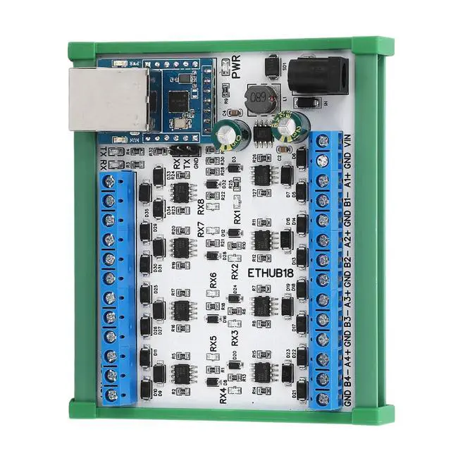 Alt view image 7 of 7 - RJ45 to 8 RS485 Hub Converter, DC730V Easy Wiring RJ45 to 8 RS485 Hub Module Compact for Industry (Hub Module with Housing)