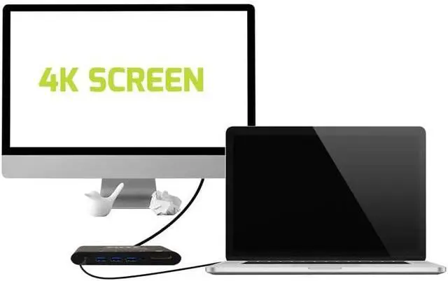 Alt view image 2 of 3 - port connect Dual Monitor Docking Station 4k USB-c 100w for 11 Devices Black