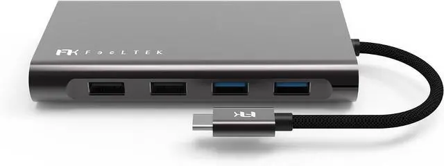 Main image of Mega-Dock 11 in 1 USB-C Hub USB-C PD up to 100W, Thunderbolt 3 Data Transfer, HDMI 4K Video, Dual Card Reader Slot, Supports HDMI x 2, VGA, 1 x VGA, 1 x VGA, Triple Display Mode, Supports HDMI
