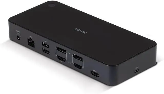 Alt view image 3 of 7 - Lindy DST-Pro Universal, USB Type C and Type A Hybrid Laptop Docking Station - 4K HDMI, 2x4K (DP or HDMI)