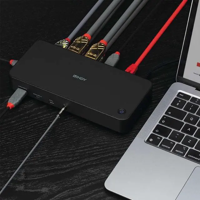 Alt view image 5 of 7 - Lindy DST-Pro Universal, USB Type C and Type A Hybrid Laptop Docking Station - 4K HDMI, 2x4K (DP or HDMI)