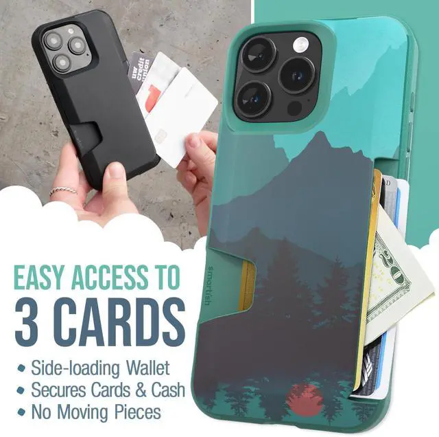Alt view image 2 of 7 - Smartish iPhone 16 Pro Max Wallet Case + USB C Lightning Cable Combo - 6 Foot Fabric Wrapped Fast Charging Cable + Hidden Card Slot Cover Compatible with Apple iPhone 16 Pro Max