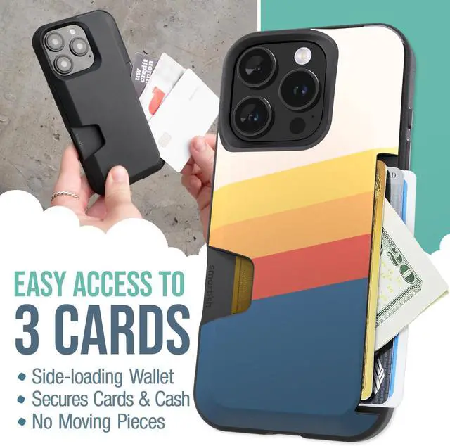 Alt view image 2 of 7 - Smartish iPhone 16 Pro Wallet Case + USB C Lightning Cable Combo - 6 Foot Fabric Wrapped Fast Charging Cable + Hidden Card Slot Cover Compatible with Apple iPhone 16 Pro