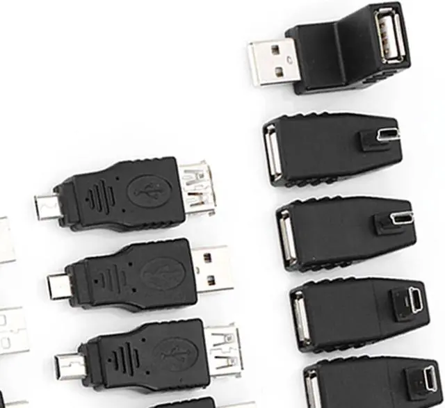 Alt view image 4 of 7 - 40 Pcs USB Adapter Kit, Plug and Play Angled USB Male Adapter Type B Male Female Converters Connectors for USB 2.0 Adapters