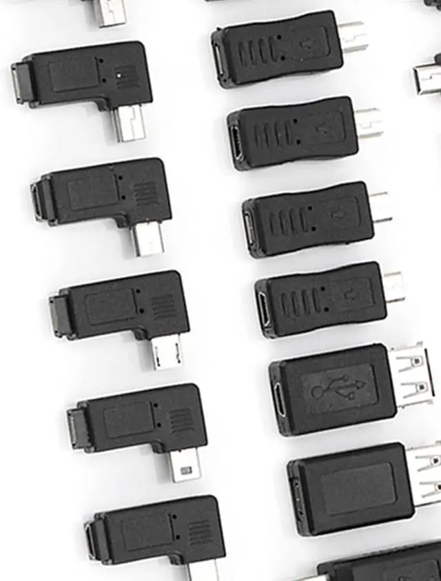 Alt view image 2 of 7 - 40 Pcs USB Adapter Kit, Plug and Play Angled USB Male Adapter Type B Male Female Converters Connectors for USB 2.0 Adapters