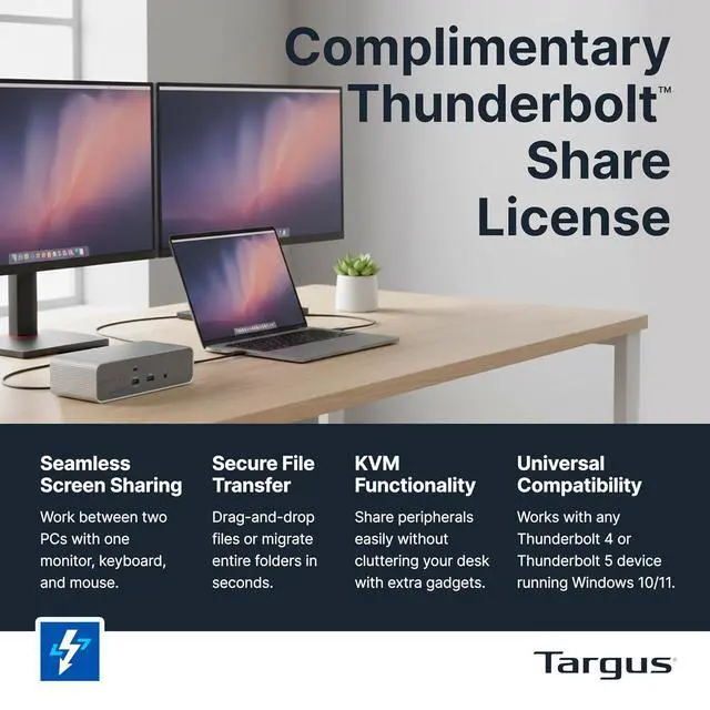 Alt view image 6 of 7 - Targus Thunderbolt 5 Triple Video 8K EcoSmart Dock with 140W EPR