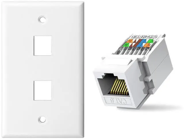 Main image of 50-Pack Cat6 Tool-Less RJ45 Keystone Jack and 2 Port Ethernet Keystone Wall Plate10-Pack
