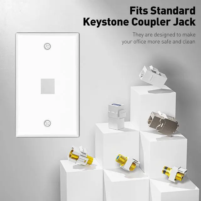Alt view image 6 of 7 - 50-Pack Cat6 Tool-Less RJ45 Keystone Jack and 10-Pack Ethernet Keystone Wall Plate