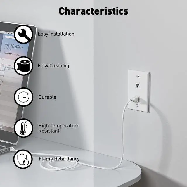 Alt view image 7 of 7 - 50-Pack Cat6 Tool-Less RJ45 Keystone Jack and 2 Port Ethernet Keystone Wall Plate10-Pack