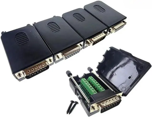 Main image of DB15 D-SUB 2 Row 15 Pin Plug Breakout Terminals Board Connector Non Welding Module with DR15 Adapter Plate and Shell 15P(Female Screw)