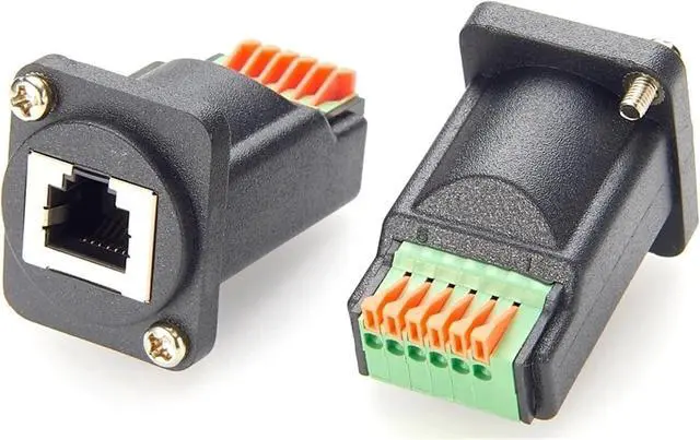 Main image of RJ12 6P6C Female Panel Mount 6 Pin Terminal Block Adapter Bulkhead Adapter D-Type Module RJ12 6P6C Flange Mount Connector