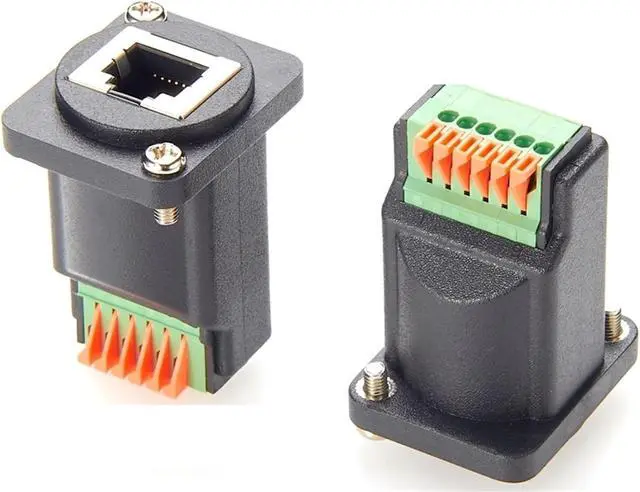 Alt view image 2 of 2 - RJ12 6P6C Female Panel Mount 6 Pin Terminal Block Adapter Bulkhead Adapter D-Type Module RJ12 6P6C Flange Mount Connector