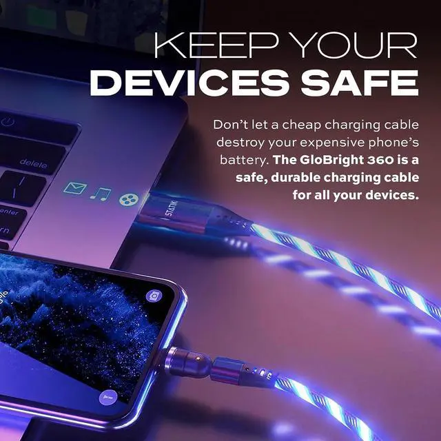 Alt view image 5 of 7 - Statik 360 Globright Charging Cable (6ft) & GaN Charger (45W)