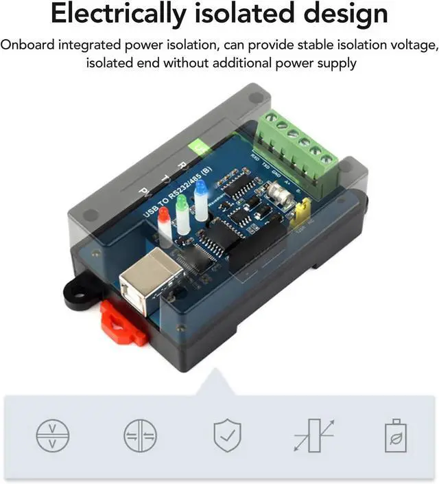 Alt view image 5 of 7 - USB to RS232 RS485 Converter, FT232RNL Chip Industrial Grade Isolated USB Converter with 3 LED Indicator, Support Multi Communication Interface Conversion & Multi System, Ideal