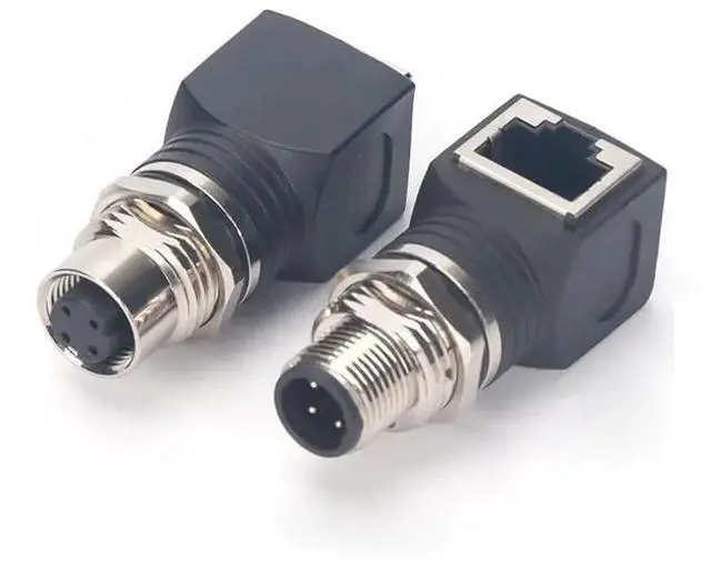 Alt view image 3 of 7 - M12 4Pin D-Code to RJ45 Adapter Water Proof IP67 M12 Male/Female to RJ45 Female Connector Industrial(Army Green)