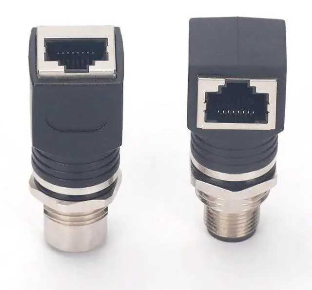Alt view image 4 of 7 - M12 4Pin D-Code to RJ45 Adapter Water Proof IP67 M12 Male/Female to RJ45 Female Connector Industrial(Army Green)