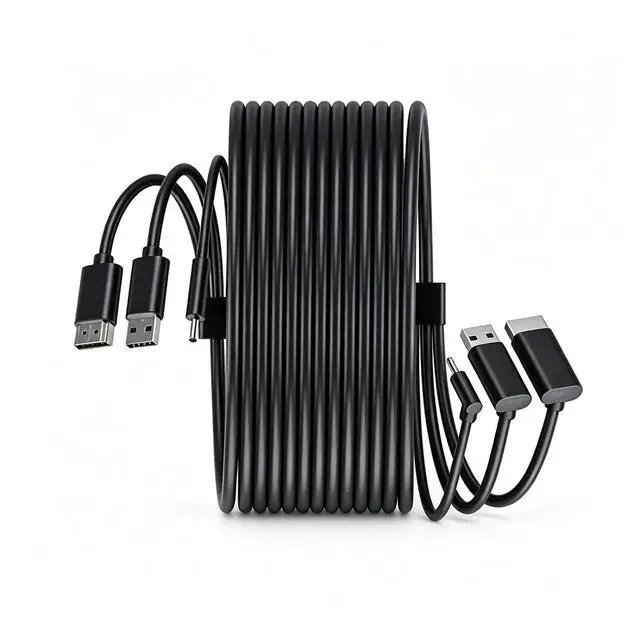 Alt view image 2 of 6 - High-Speed Stable Transmission HDMI-Compatible USB Power Integrated Replacement Cord,Compatible for HTC Vive 5M 3-in-1 VR Link Cable VR Gaming Headset Connection Accessories