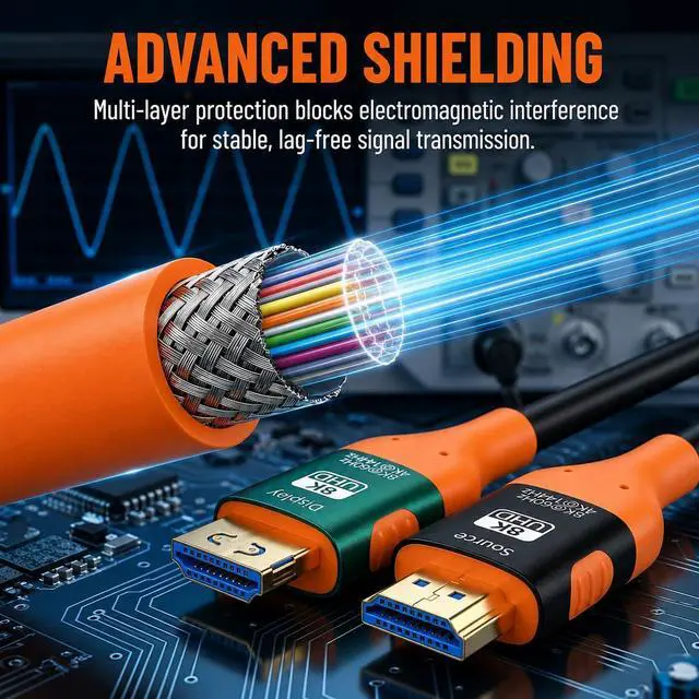 Alt view image 6 of 7 - 8K Electromagnetic Interference-Resistant HDMI Fibre Optic Cable, 164ft,HDMI2.1 8K@60Hz,4K@144Hz Unidirectional 8K HDMI Cable, 48Gbps high-Speed Transmission, Compatible with Blu-ray/TV Box