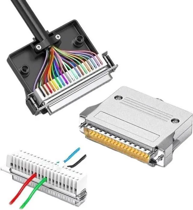 Alt view image 2 of 6 - DB37 Solder-Free Connector Small Volume 37Pin Wiring Terminal Joint Adapter DB 37 Pin Male Female Connectors(Male-Punch Pin-B)