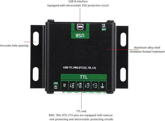 Alt view image 3 of 7 - MAVIS LAVEN USB TTL Serial Adapter Module, FT232 Chip, High Speed 300bps to 3Mbps, Isolated Serial Converter for Industrial Control Applications
