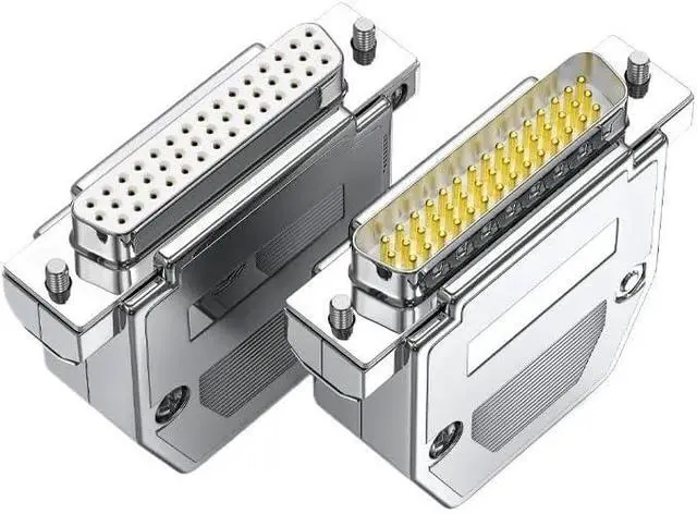 Alt view image 4 of 6 - 44Pin Gold-Plated Male Female Head Plug Industrial 3-Rows DB44 Welding Connector DB 44 Core Connectors Chromium Plating Shell(Female-Solid Pin)
