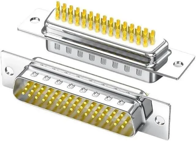 Alt view image 5 of 6 - 44Pin Gold-Plated Male Female Head Plug Industrial 3-Rows DB44 Welding Connector DB 44 Core Connectors Chromium Plating Shell(Female-Solid Pin)
