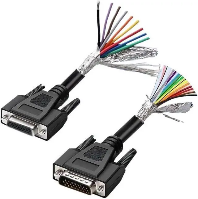 Alt view image 2 of 7 - 26 Pin Shielded Male Female Connection Cable with Number Tube Terminal Wire DB26 Serial Port Cable 26pin Single Head Line(Male,1M)