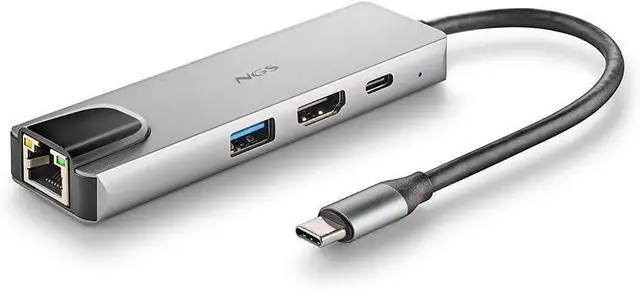 Alt view image 5 of 7 - NGS Wonder Dock Supra 4-in-1 Aluminum USB-C Multiport Adapter, USB 3.0, USB-C with PD Charging 100W, HDMI 4K @ 30Hz RJ45, Compatible with Windows 11/10/8/8.1/7/XP/Vista, Mac OS and Linux