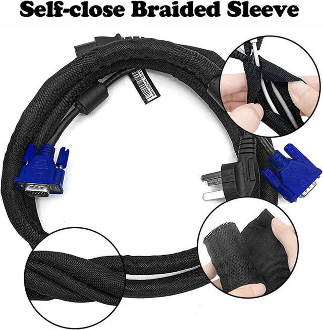 Alt view image 2 of 6 - 2/5/10m Self Closing PET Expandable Braided Sleeve Self-Closed Line Organizer Insulated Wrap Self Close Sleeved Cable Protection(38 mm,5M)