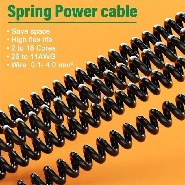 Alt view image 2 of 3 - Cat 5 Ethernet LAN Spring Spiral Power Cable 8 Core Extend Tensile Retractile Coil Shielded Twisted Pair TPU Copper Signal Wire(Cat 6A LAN 8 Cores,5Meter Extended)