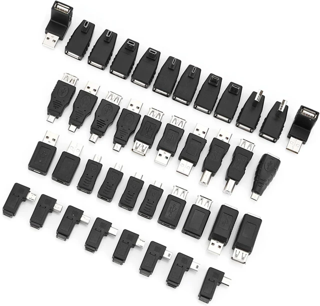 Alt view image 3 of 7 - 40 - Pack USB 2.0 Adapter Kit, Angled Mini Micro Type B Male Female Converters, High - Speed Plug and Play Connectors for Phones, Tablets, Cameras and More