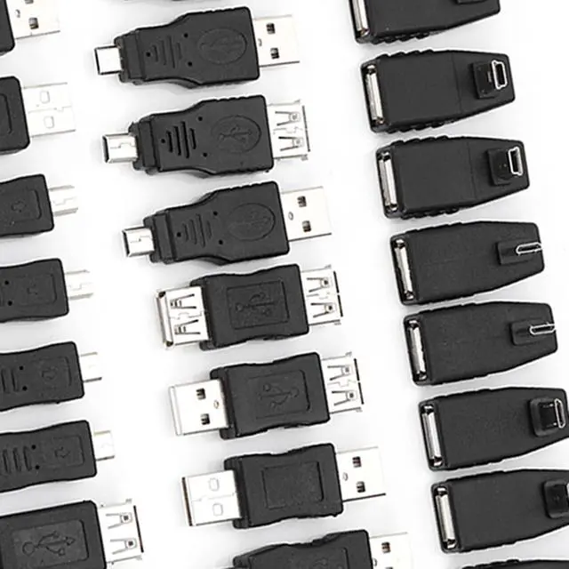Alt view image 3 of 7 - 40 Pcs USB Adapter Kit, Plug and Play Angled USB Male Adapter Type B Male Female Converters Connectors for USB 2.0 Adapters