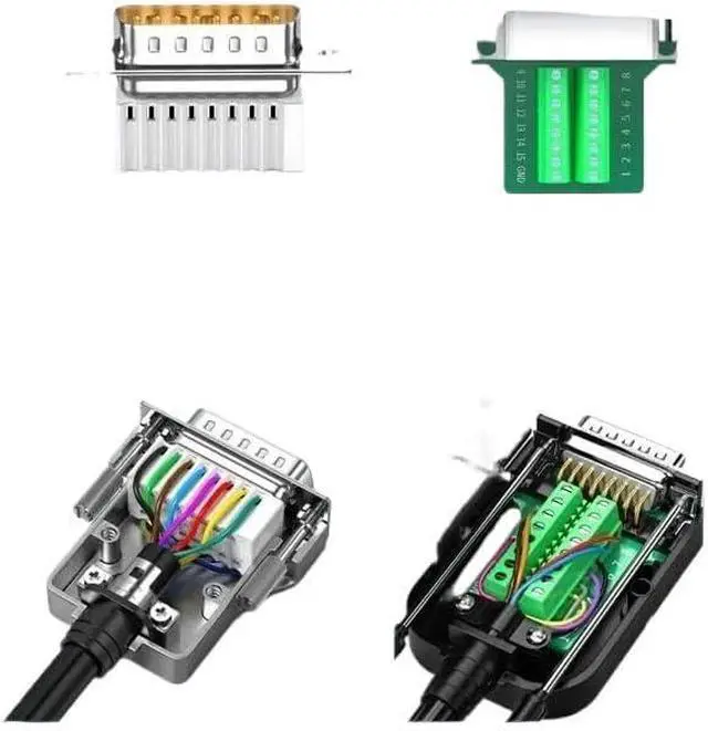 Alt view image 4 of 7 - DB15 Solderless Male Female Connector Industrial Thin Version 15 Pin Connectors Small Volume 15P Welding Wire Terminal Plug(Female-Solid Pin)