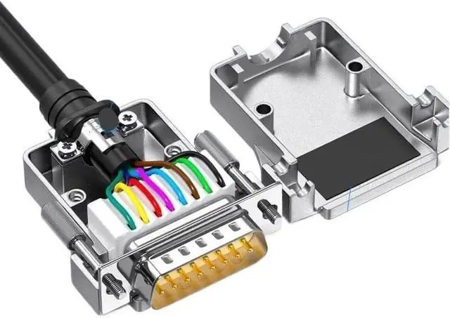 Alt view image 6 of 7 - DB15 Solderless Male Female Connector Industrial Thin Version 15 Pin Connectors Small Volume 15P Welding Wire Terminal Plug(Female-Solid Pin)