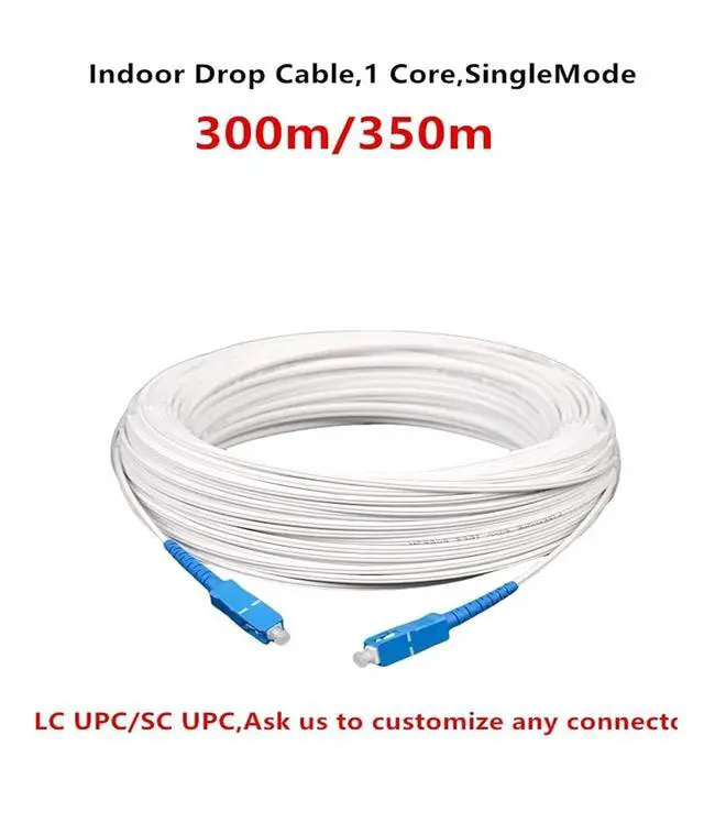 Alt view image 2 of 6 - Single Mode Indoor Drop Fiber Optic Cable - 1 Core with 2 Steel Wires for Reliable Communication(White,Lc UPC 350m)