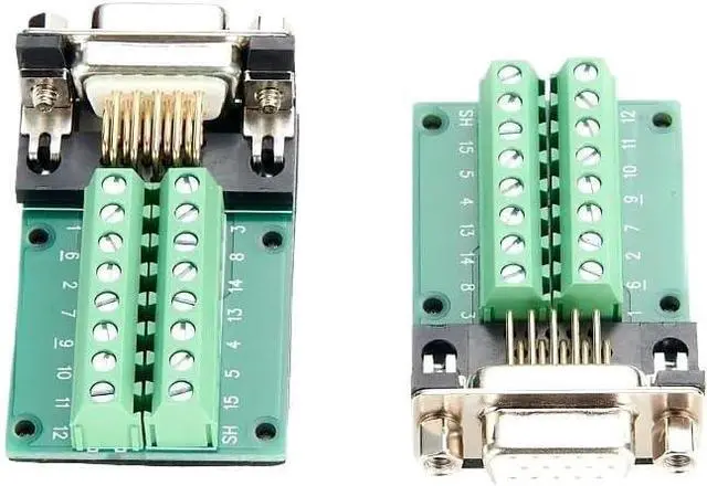 Alt view image 3 of 4 - 15pin Female Adapter DB15 D-SUB Female 3 Row Plug Solderless Screw Terminals Breakout PCB Board Signal Module