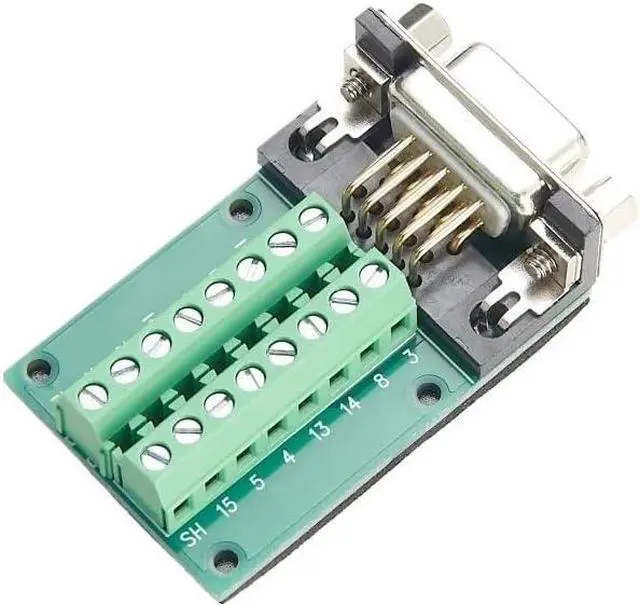 Alt view image 4 of 4 - 15pin Female Adapter DB15 D-SUB Female 3 Row Plug Solderless Screw Terminals Breakout PCB Board Signal Module