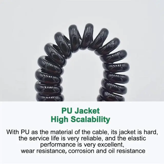 Alt view image 3 of 3 - Cat 5 Ethernet LAN Spring Spiral Power Cable 8 Core Extend Tensile Retractile Coil Shielded Twisted Pair TPU Copper Signal Wire(Cat 6A LAN 8 Cores,5Meter Extended)