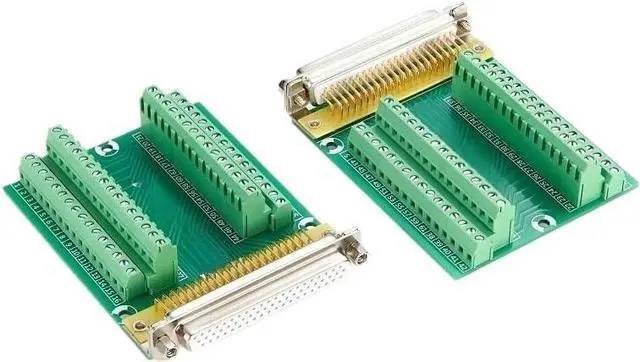 Alt view image 4 of 5 - Solderless DB62 Female Breakout Board D-SUB 62 pin Signal Terminal Breakout 3 Row Connector Rail Mount